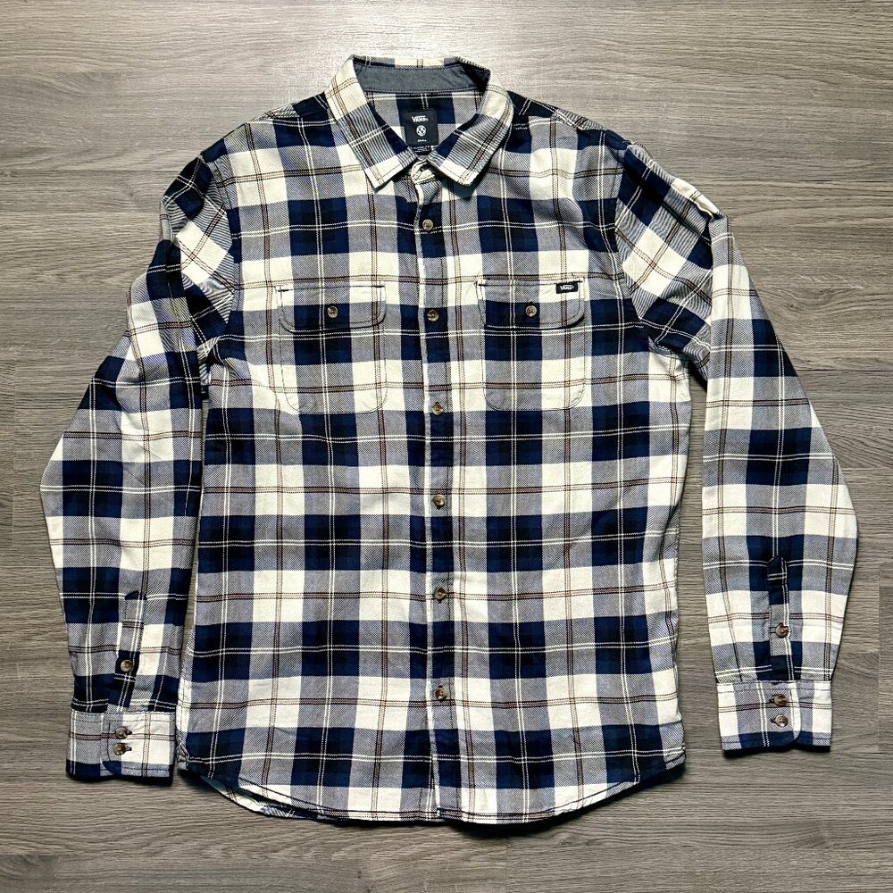 Vans Men's Box Flannel Classic Long Sleeve Shirt - Blue/Grey Plaid